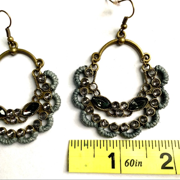 Crystal Crochet Antiqued Bronze Drop Earrings - Picture 8 of 8